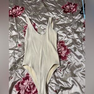 Aura Cream Ribbed Bodysuit